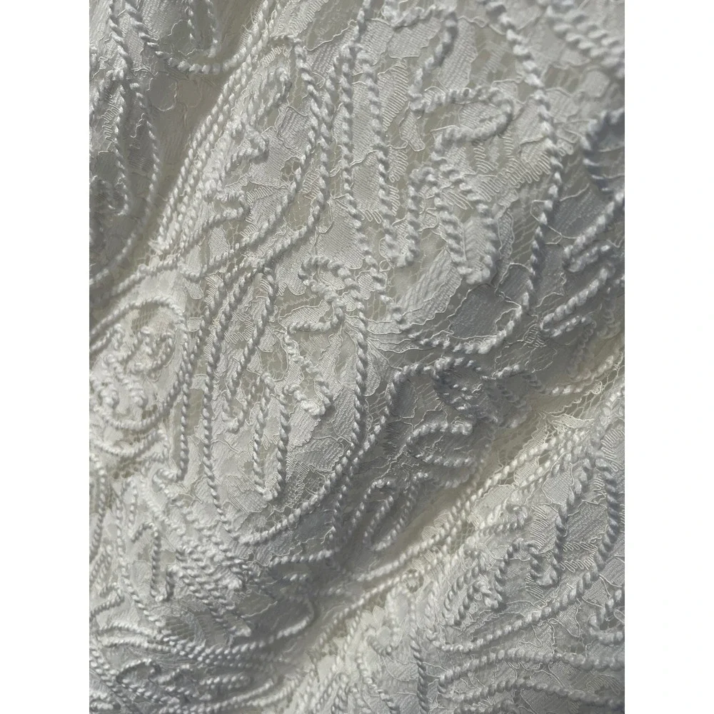 Lace Dress Sleeveless Mock‎ Neck White Party Cocktail Size S - Picture 6 of 8